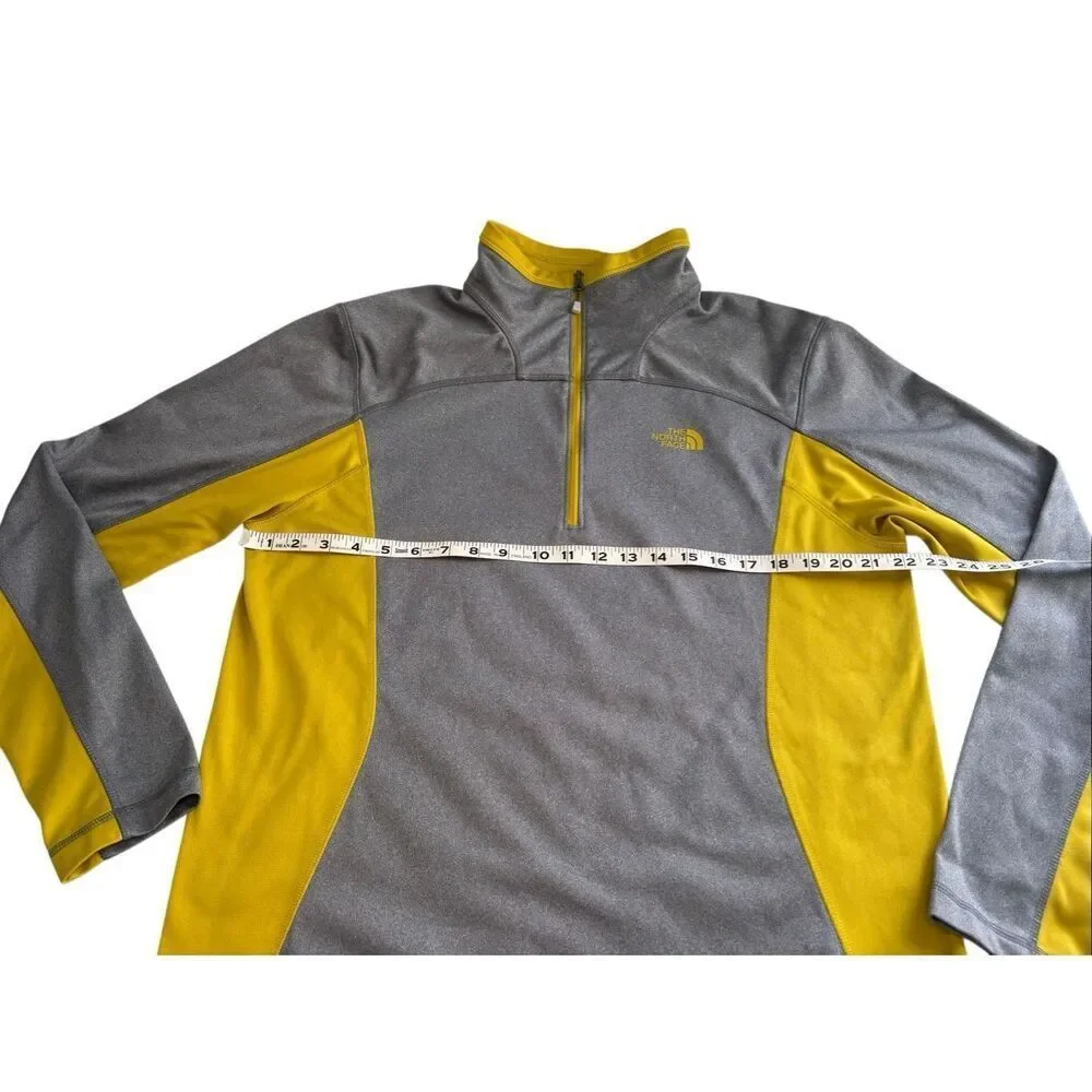 The North Face gray and chartreuse yellow 1/4 zip pullover - L